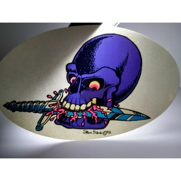 Grateful Dead Vintage Original Car Window Decal Skull Knife In Mouth '92 Hidock - Picture 2 of 7